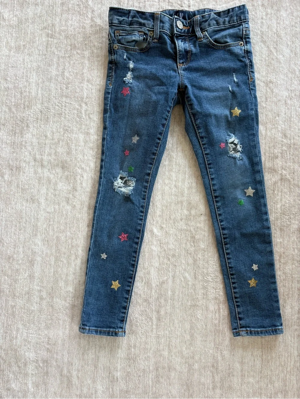 Gap Girls Sparkle Star Skinny Regular Stretch Super Skinny Jeans Size 6